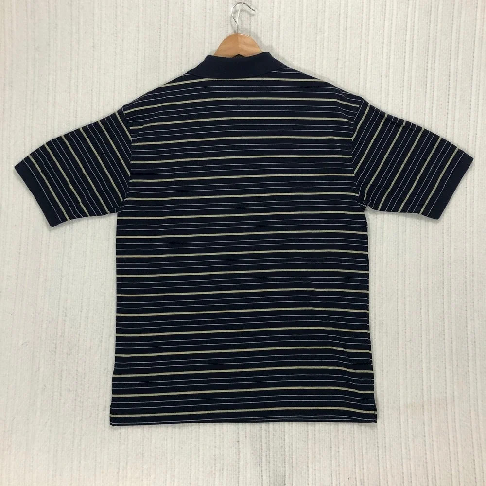 Tommy Hilfiger Golf Mens Polo Shirt Navy Blue Striped Mercerized Cotton Large - Picture 6 of 8